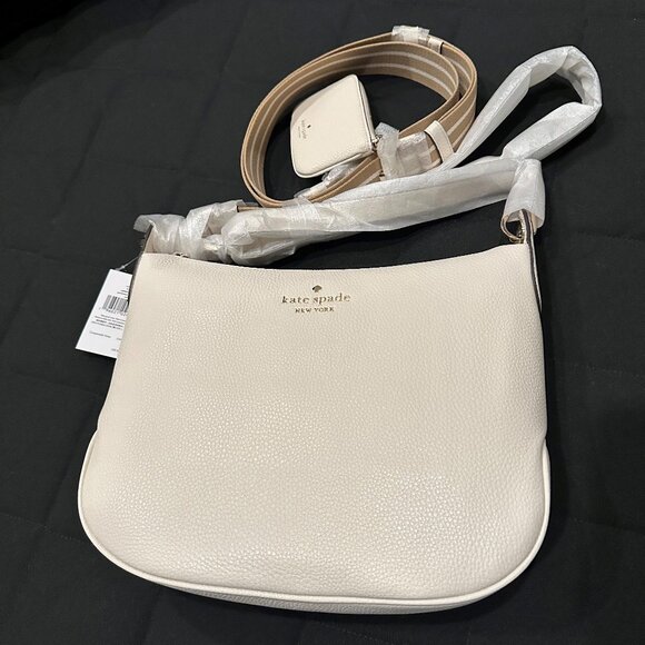 NWT Kate Spade Rosie Pebbled Leather Large Crossbody Parchment ♠️ - Picture 8 of 13